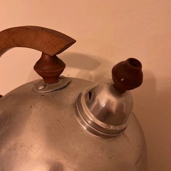 Vintage Aluminum Whistling Tea Kettle
Wood Handle - Picture 3 of 7